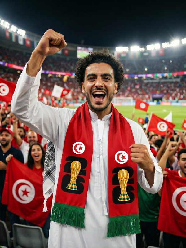 Tunisia World Cup Scarf | FIFA World Cup 2026 Fan Scarf UAE Tunisia FIFA World Cup 2026 Scarf for Football Fans