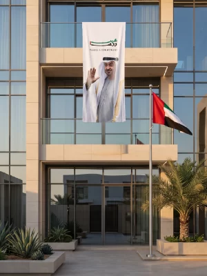 Custom Villa Flag UAE – Vertical Outdoor Flag for Villa Entrance and Building Display